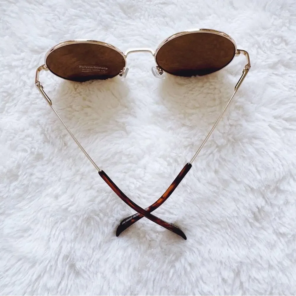Henry Silver & Gold Rims Round Lens Sunglasses